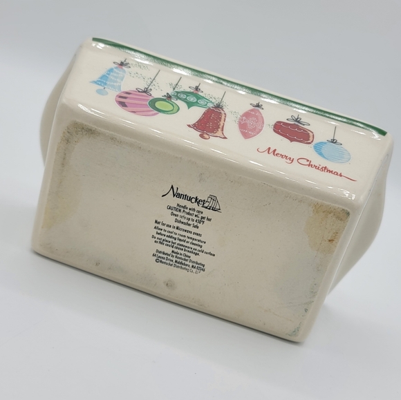 Nantucket Christmas Ceramic Mini Loaf Pans Vintage Ornaments & Santa Set of 2 - Picture 5 of 15